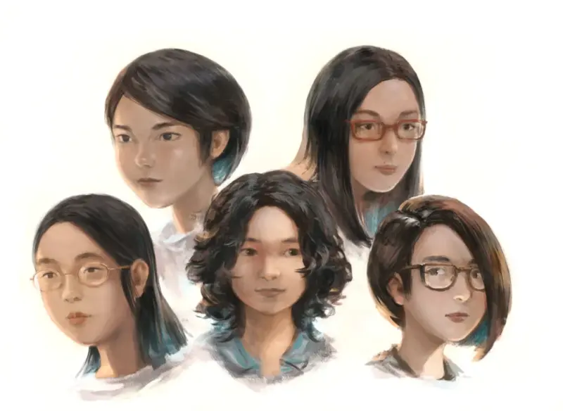 A digital painting of China’s “feminist five.” Image from Wikimedia Commons.