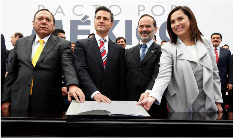 Enrique Pena Nieto signs the