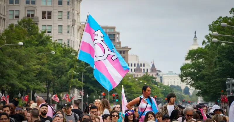 A trans visibility march in Washington DC.