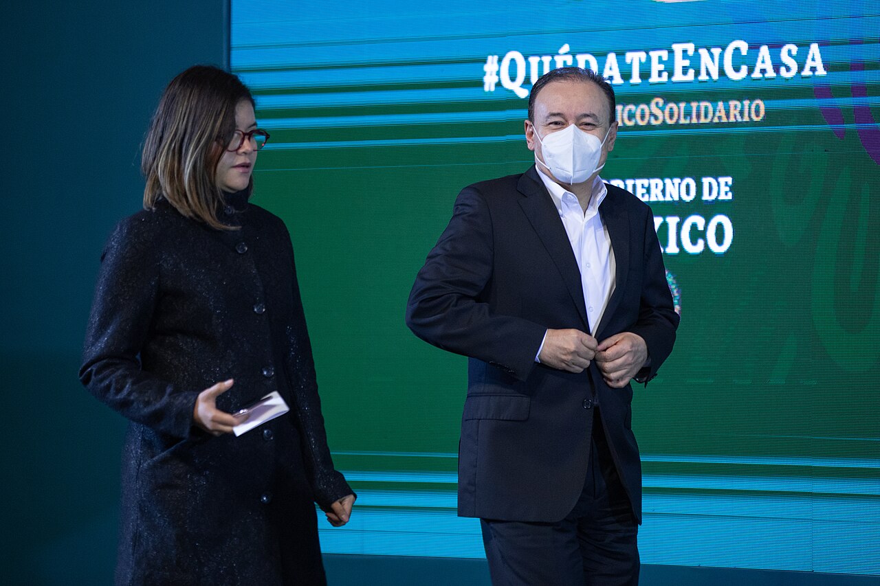 El Secretario de Seguridad Pública, Alfonso Durazo Montaño, durante la conferencia matutina de prenda del Presidente.